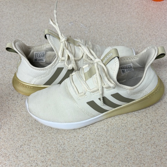 adidas Shoes - Adidas Cream and Gold Cloud Foam Sneakers